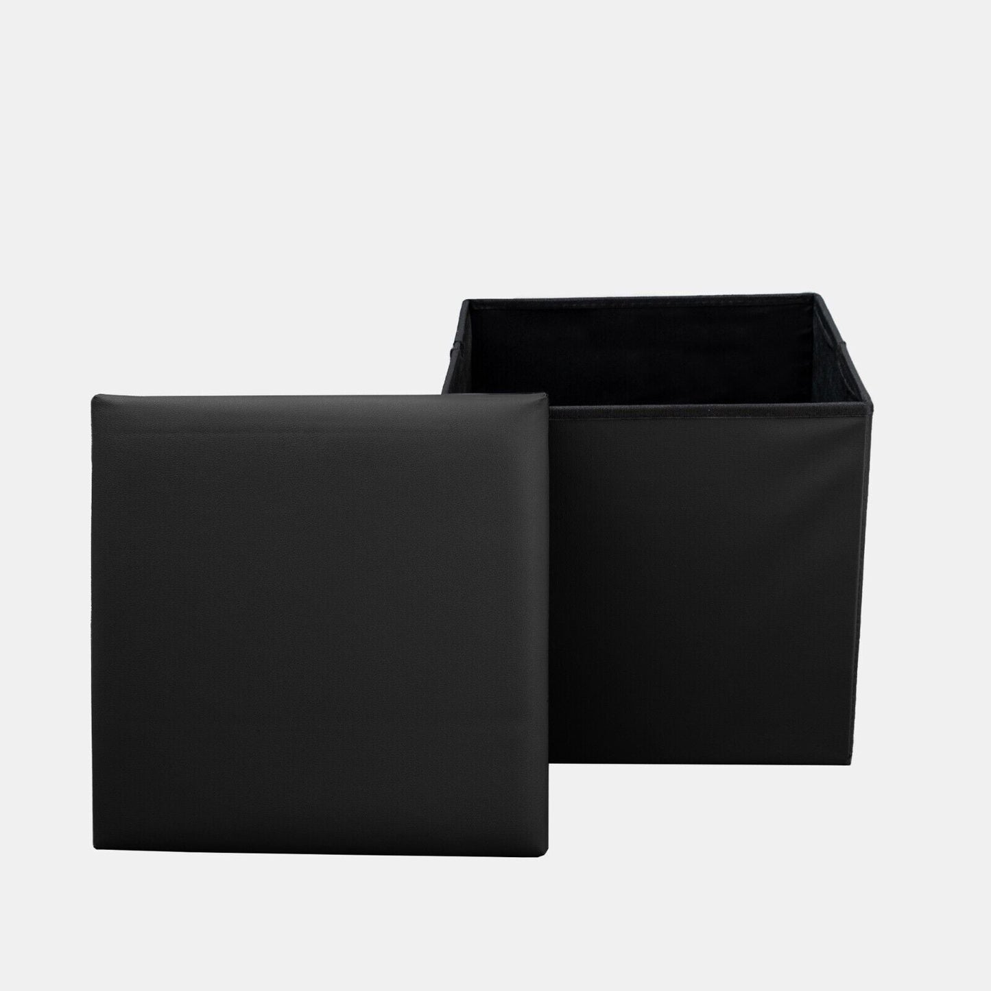 Foldable Storage Cube Faux Leather Black Small