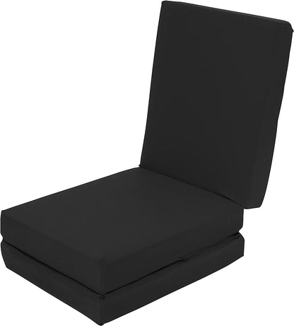 Black Ultimate Z-Bed Cube: Foldable Mattress for Adults and Kids - Sleepover Chair Bed, Single Futon Ready Bed, Floor Mattress for Living Room - Lightweight, Comfy, and Easily Foldable Bed