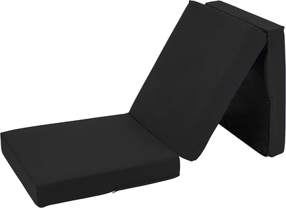 Black Ultimate Z-Bed Cube: Foldable Mattress for Adults and Kids - Sleepover Chair Bed, Single Futon Ready Bed, Floor Mattress for Living Room - Lightweight, Comfy, and Easily Foldable Bed