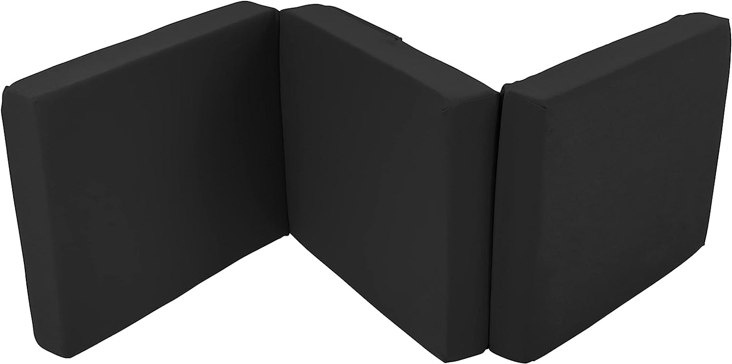 Black Ultimate Z-Bed Cube: Foldable Mattress for Adults and Kids - Sleepover Chair Bed, Single Futon Ready Bed, Floor Mattress for Living Room - Lightweight, Comfy, and Easily Foldable Bed