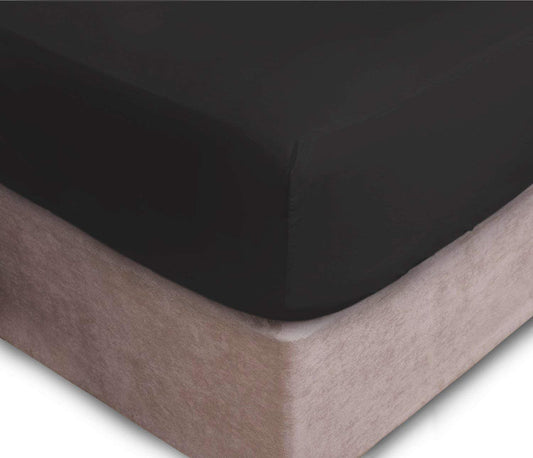 Black 200 Thread Count Egyptian Cotton Fitted Sheet 30 cm Deep 12"