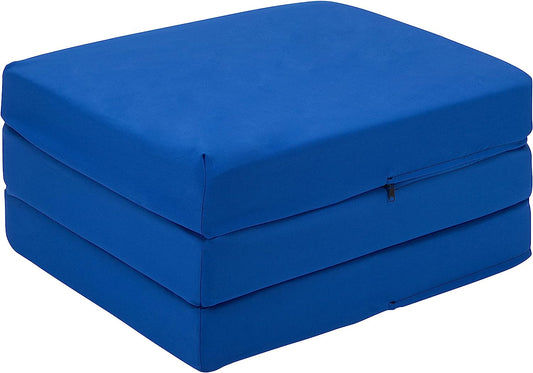 Blue Ultimate Z-Bed Cube: Foldable Mattress for Adults and Kids - Sleepover Chair Bed, Single Futon Ready Bed, Floor Mattress for Living Room - Lightweight, Comfy, and Easily Foldable Bed
