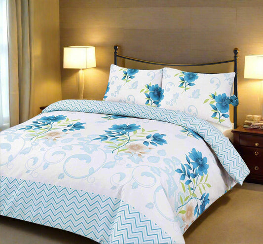 Floral Geometric Reversible Printed Duvet Set 4 Colours