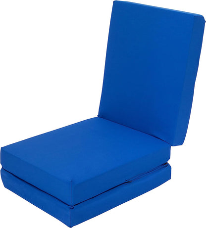 Blue Ultimate Z-Bed Cube: Foldable Mattress for Adults and Kids - Sleepover Chair Bed, Single Futon Ready Bed, Floor Mattress for Living Room - Lightweight, Comfy, and Easily Foldable Bed