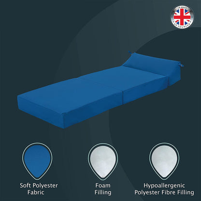 Indoor/Outdoor Fold Out Z Bed Chair | Lightweight Sofa Bed Futon with Soft Water-Resistant Cover Blue