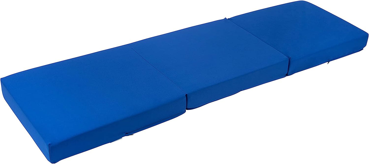 Blue Ultimate Z-Bed Cube: Foldable Mattress for Adults and Kids - Sleepover Chair Bed, Single Futon Ready Bed, Floor Mattress for Living Room - Lightweight, Comfy, and Easily Foldable Bed