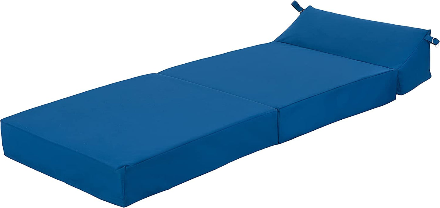 Indoor/Outdoor Fold Out Z Bed Chair | Lightweight Sofa Bed Futon with Soft Water-Resistant Cover Blue