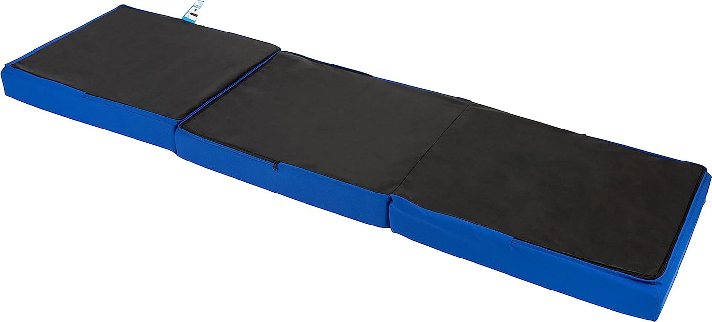 Blue Ultimate Z-Bed Cube: Foldable Mattress for Adults and Kids - Sleepover Chair Bed, Single Futon Ready Bed, Floor Mattress for Living Room - Lightweight, Comfy, and Easily Foldable Bed