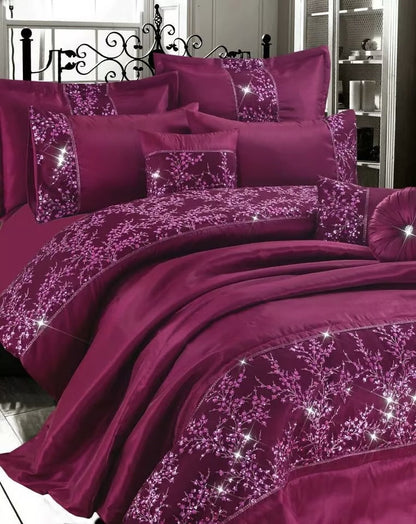 Sparkle Embroidered Floral Duvet Set 3 Colours