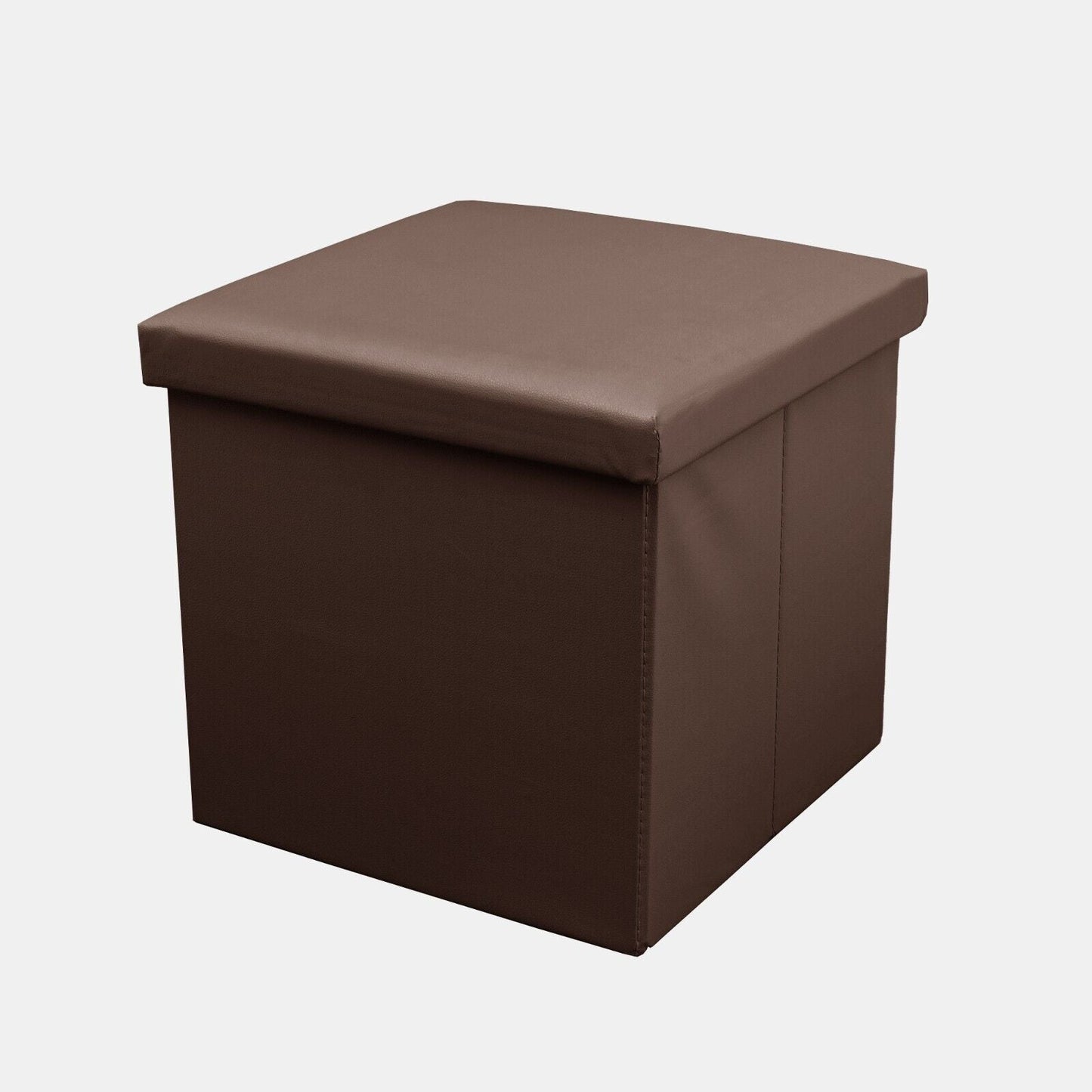 Foldable Storage Cube Faux Leather Brown Small