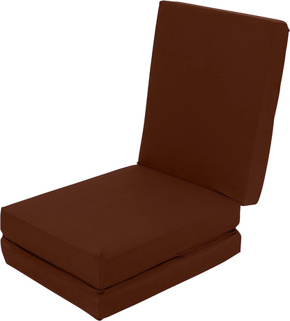 Brown Ultimate Z-Bed Cube: Foldable Mattress for Adults and Kids - Sleepover Chair Bed, Single Futon Ready Bed, Floor Mattress for Living Room - Lightweight, Comfy, and Easily Foldable Bed
