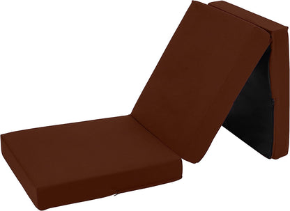 Brown Ultimate Z-Bed Cube: Foldable Mattress for Adults and Kids - Sleepover Chair Bed, Single Futon Ready Bed, Floor Mattress for Living Room - Lightweight, Comfy, and Easily Foldable Bed