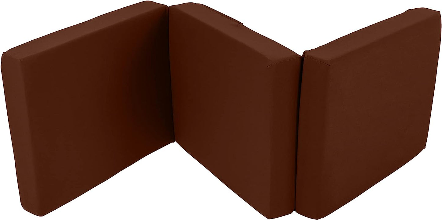 Brown Ultimate Z-Bed Cube: Foldable Mattress for Adults and Kids - Sleepover Chair Bed, Single Futon Ready Bed, Floor Mattress for Living Room - Lightweight, Comfy, and Easily Foldable Bed