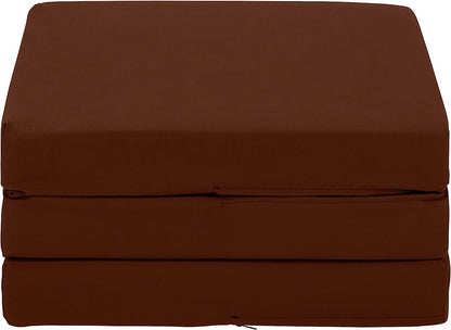 Brown Ultimate Z-Bed Cube: Foldable Mattress for Adults and Kids - Sleepover Chair Bed, Single Futon Ready Bed, Floor Mattress for Living Room - Lightweight, Comfy, and Easily Foldable Bed