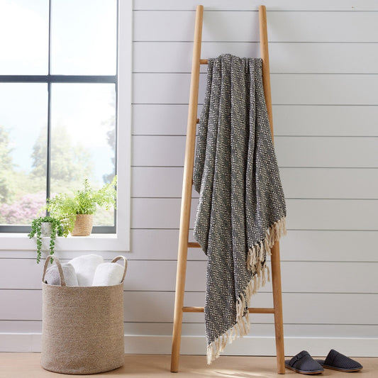 Geometric Patterned Knitted Cotton Throw