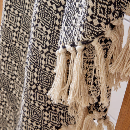 Geometric Patterned Knitted Cotton Throw