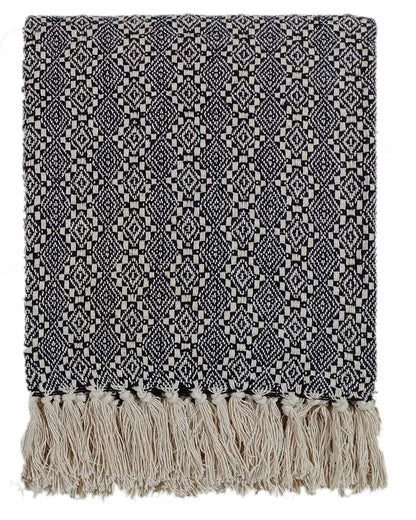 Geometric Patterned Knitted Cotton Throw
