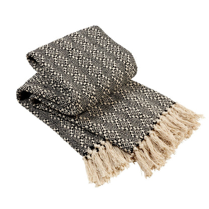 Geometric Patterned Knitted Cotton Throw