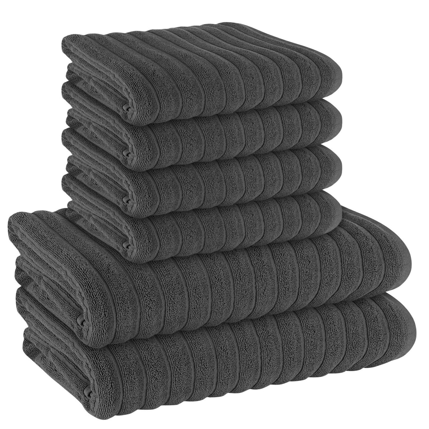 H & B Ribbed 6 Piece Towel Bale Set 4 Colours