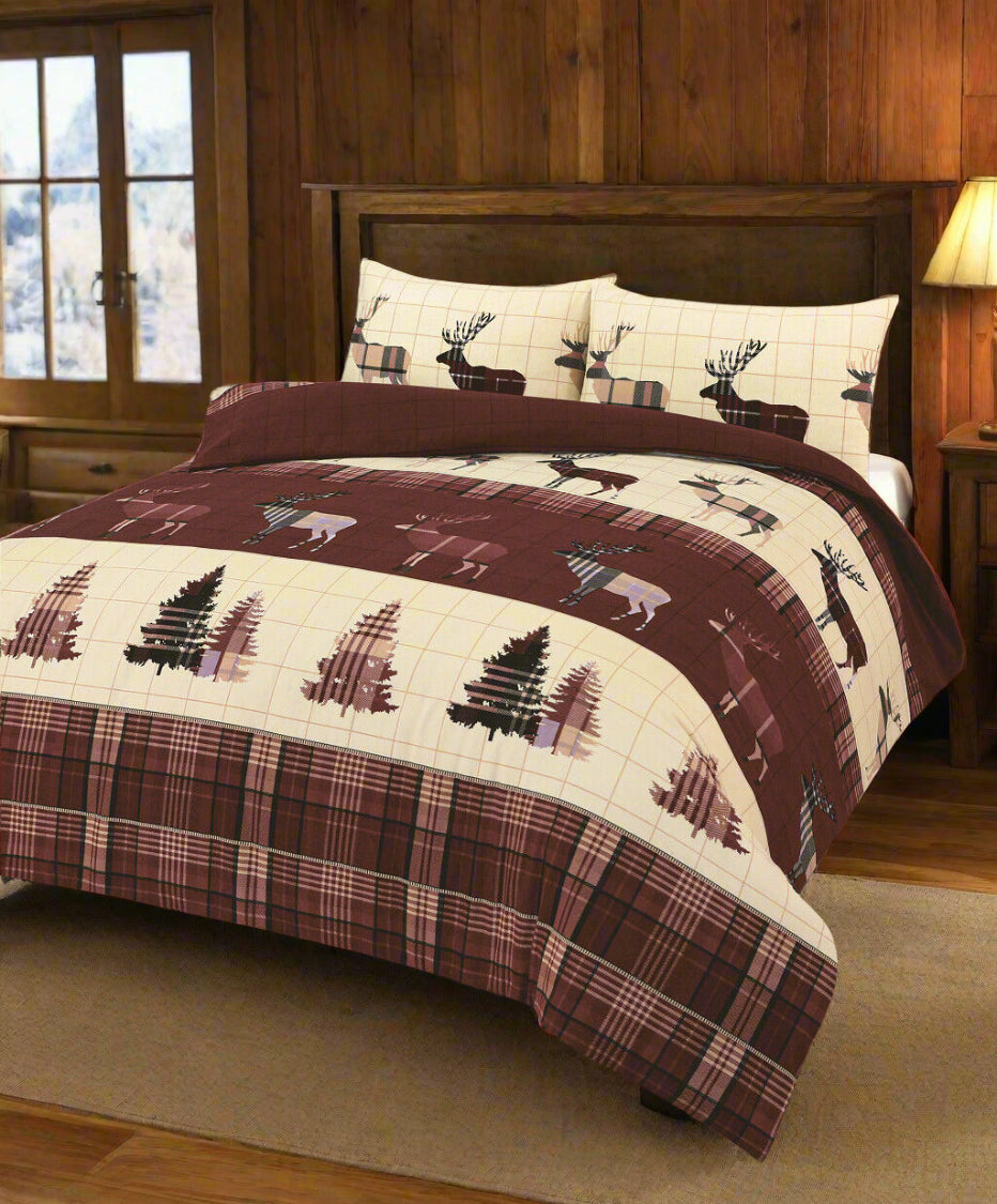 Flannelette 100% Cotton Stag Duvet Cover Set 3 Colours