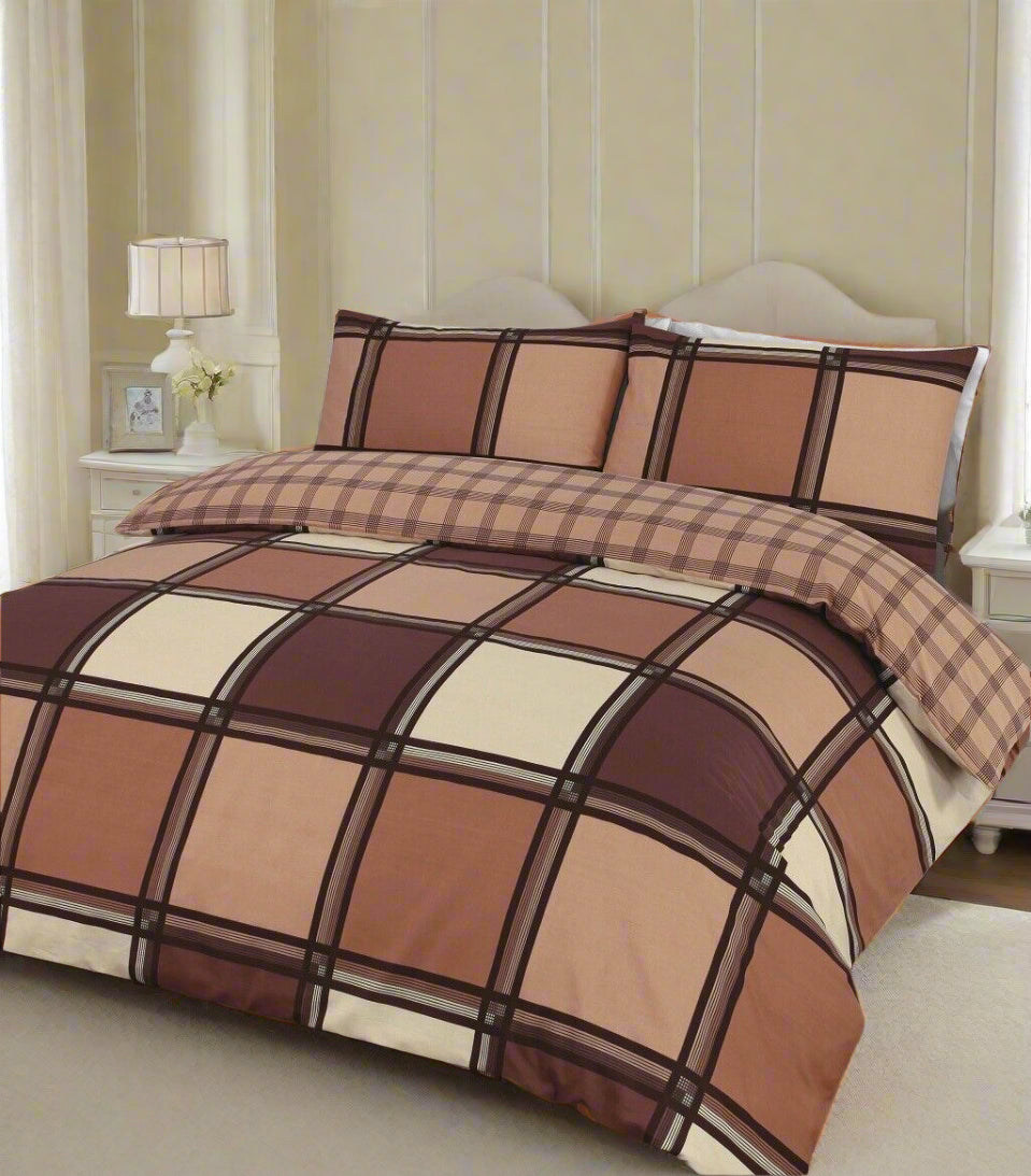 Check Thick Lined Duvet Set 3 Colours