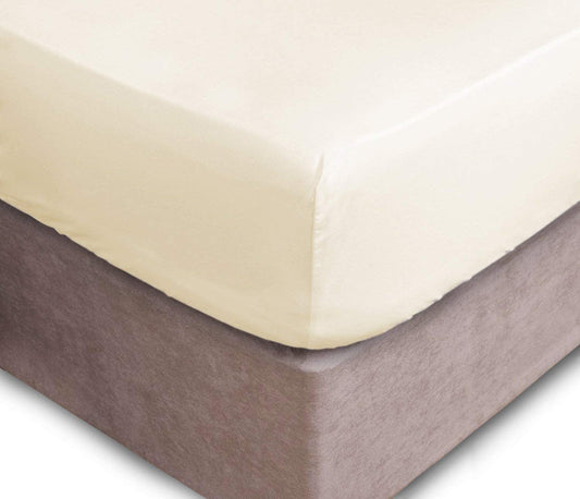 Cream 400 Thread Count Egyptian Cotton Fitted Sheet 25 cm Deep 10"