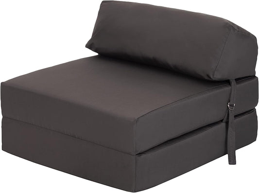 Indoor/Outdoor Fold Out Z Bed Chair | Lightweight Sofa Bed Futon with Soft Water-Resistant Cover Dark Grey