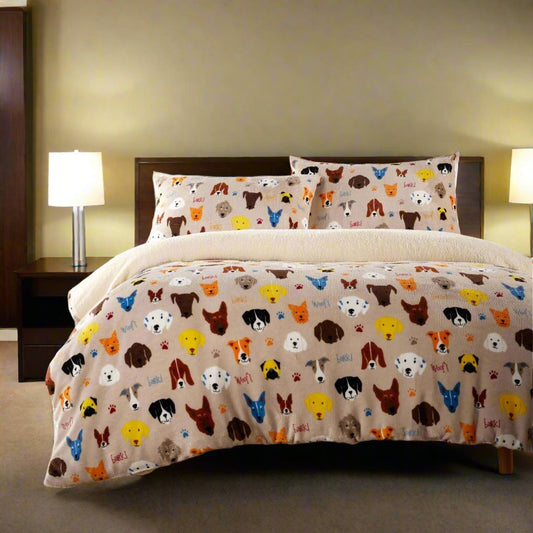 Dogs Teddy Fleece Duvet Set