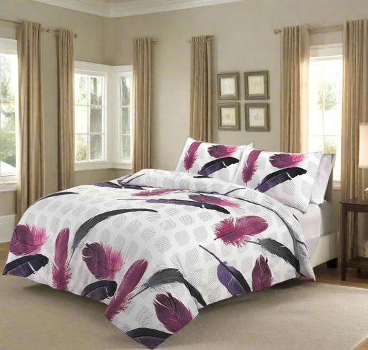 Black & Purple Feather Duvet Set