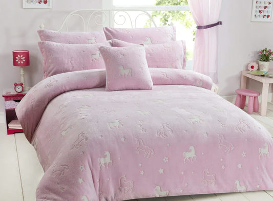 Glow In The Dark Unicorn Teddy Duvet Set