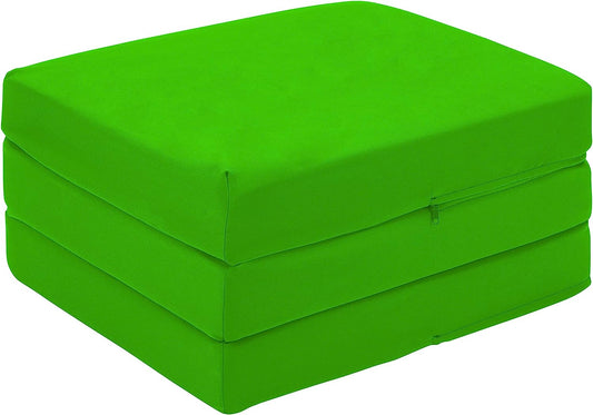 Green Ultimate Z-Bed Cube: Foldable Mattress for Adults and Kids - Sleepover Chair Bed, Single Futon Ready Bed, Floor Mattress for Living Room - Lightweight, Comfy, and Easily Foldable Bed