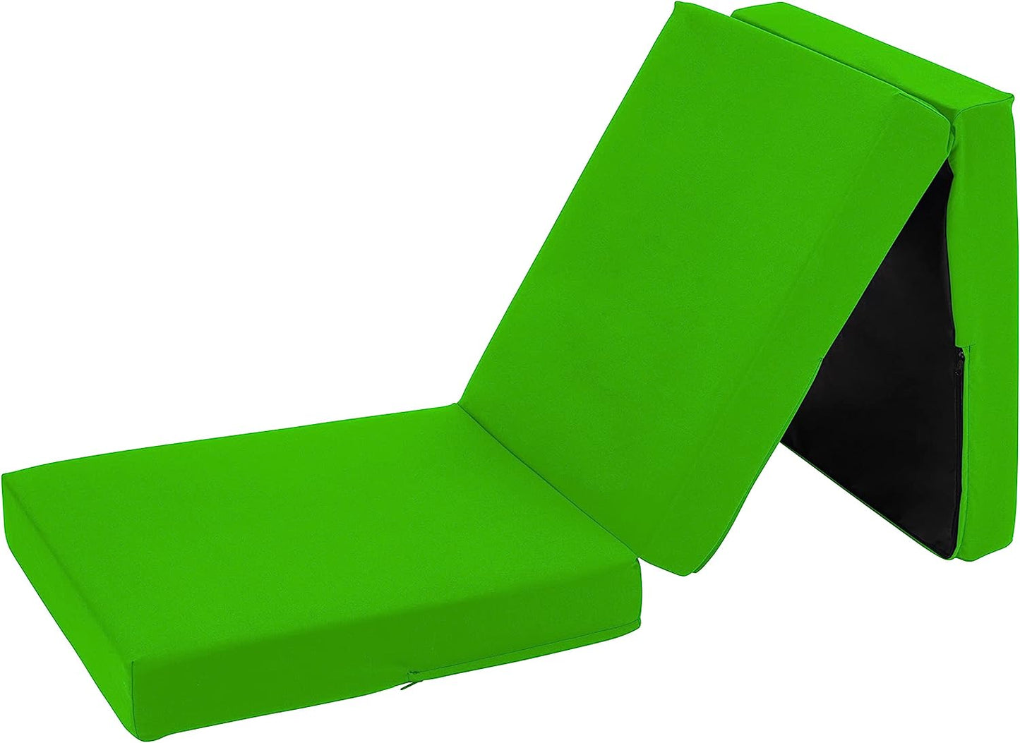 Green Ultimate Z-Bed Cube: Foldable Mattress for Adults and Kids - Sleepover Chair Bed, Single Futon Ready Bed, Floor Mattress for Living Room - Lightweight, Comfy, and Easily Foldable Bed