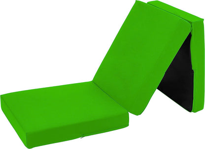Green Ultimate Z-Bed Cube: Foldable Mattress for Adults and Kids - Sleepover Chair Bed, Single Futon Ready Bed, Floor Mattress for Living Room - Lightweight, Comfy, and Easily Foldable Bed