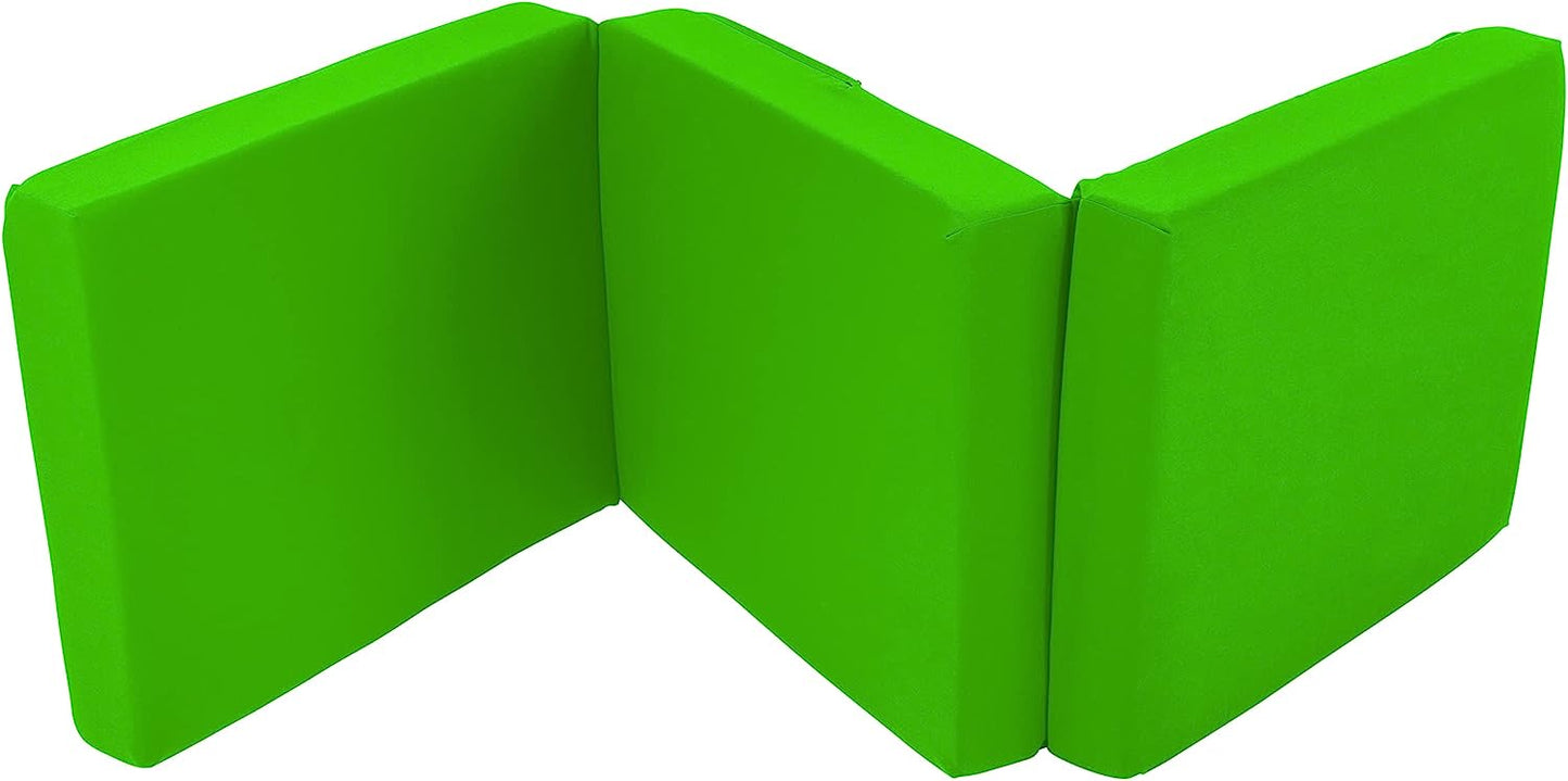 Green Ultimate Z-Bed Cube: Foldable Mattress for Adults and Kids - Sleepover Chair Bed, Single Futon Ready Bed, Floor Mattress for Living Room - Lightweight, Comfy, and Easily Foldable Bed