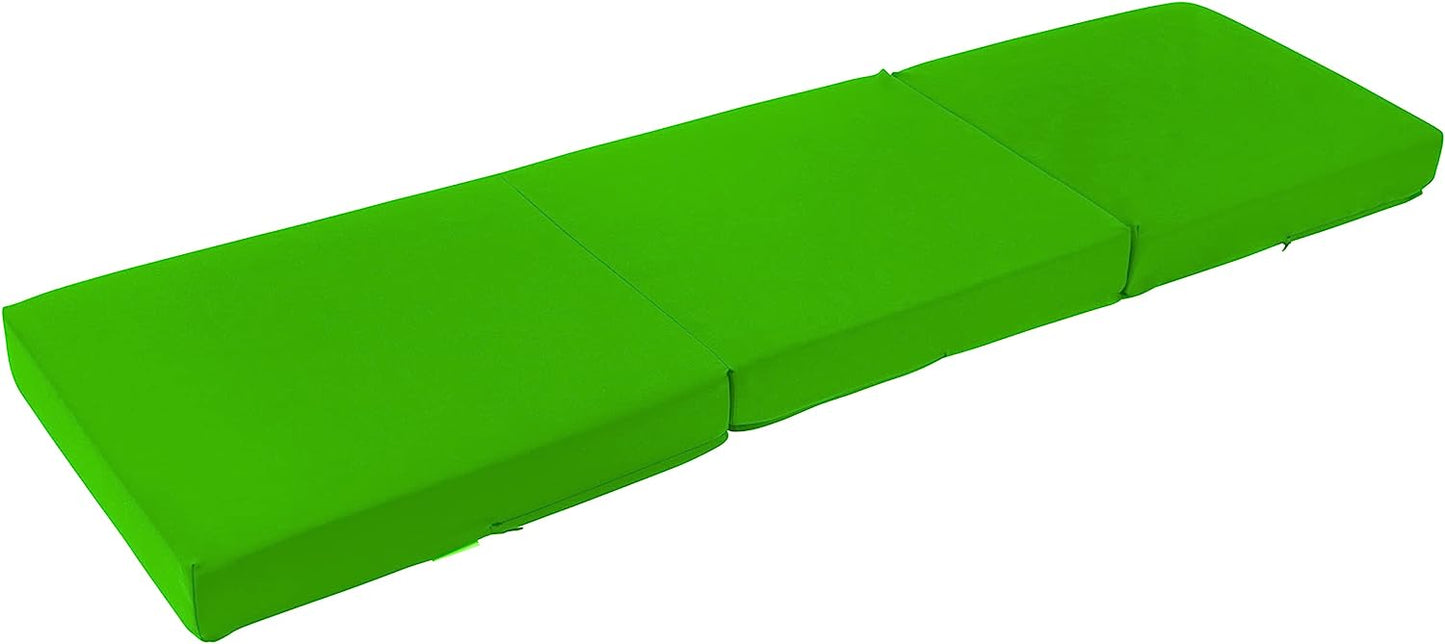 Green Ultimate Z-Bed Cube: Foldable Mattress for Adults and Kids - Sleepover Chair Bed, Single Futon Ready Bed, Floor Mattress for Living Room - Lightweight, Comfy, and Easily Foldable Bed