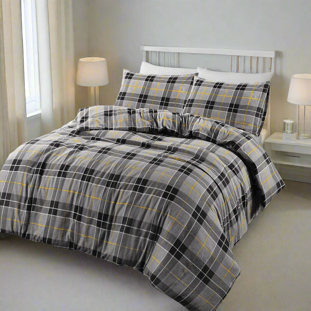 Tartan Flannelette Duvet Set 3 Colours