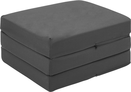 Grey Ultimate Z-Bed Cube: Foldable Mattress for Adults and Kids - Sleepover Chair Bed, Single Futon Ready Bed, Floor Mattress for Living Room - Lightweight, Comfy, and Easily Foldable Bed