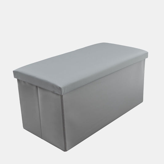 Grey Foldable Storage Faux Leather Ottoman