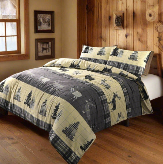 Flannelette 100% Cotton Stag Duvet Cover Set 3 Colours
