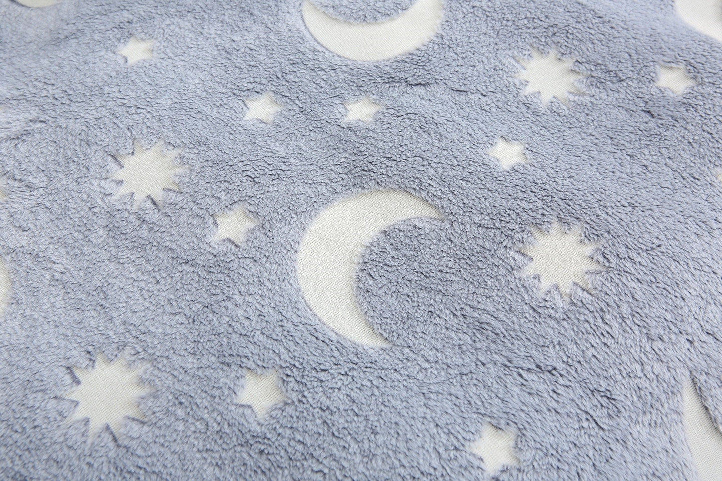Glow In The Dark Kids Moon & Stars Blanket Grey