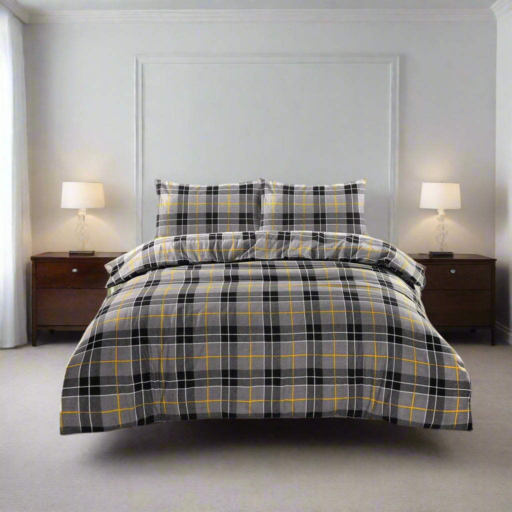 Tartan Flannelette Duvet Set 3 Colours