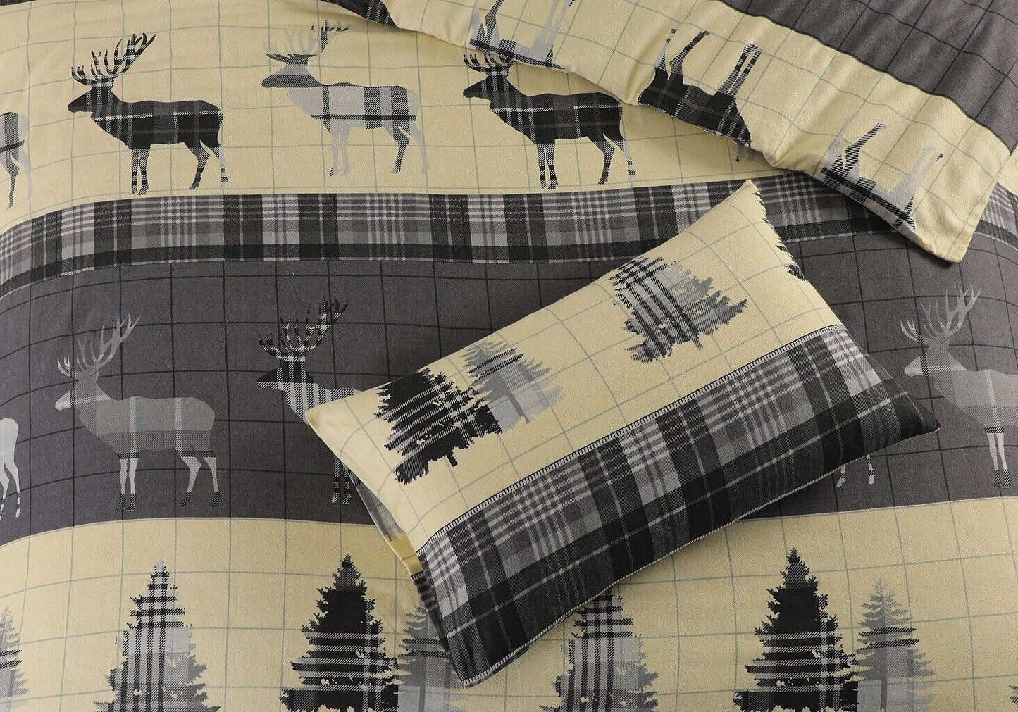 Flannelette 100% Cotton Stag Duvet Cover Set 3 Colours