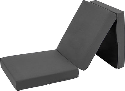 Grey Ultimate Z-Bed Cube: Foldable Mattress for Adults and Kids - Sleepover Chair Bed, Single Futon Ready Bed, Floor Mattress for Living Room - Lightweight, Comfy, and Easily Foldable Bed
