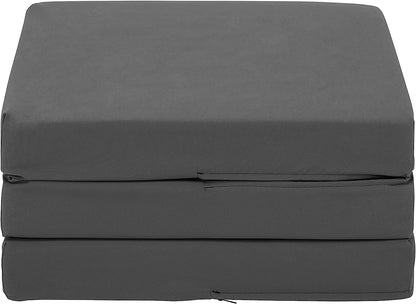 Grey Ultimate Z-Bed Cube: Foldable Mattress for Adults and Kids - Sleepover Chair Bed, Single Futon Ready Bed, Floor Mattress for Living Room - Lightweight, Comfy, and Easily Foldable Bed