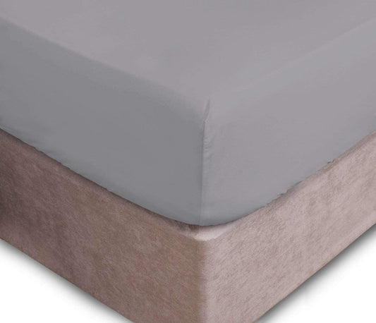Grey 300 Thread Count Egyptian Cotton Fitted Sheet 25 cm Deep 10"