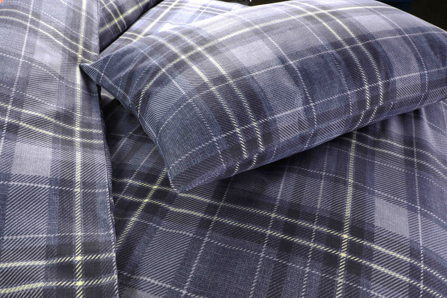 Indigo Check Printed Duvet Set 4 Sizes