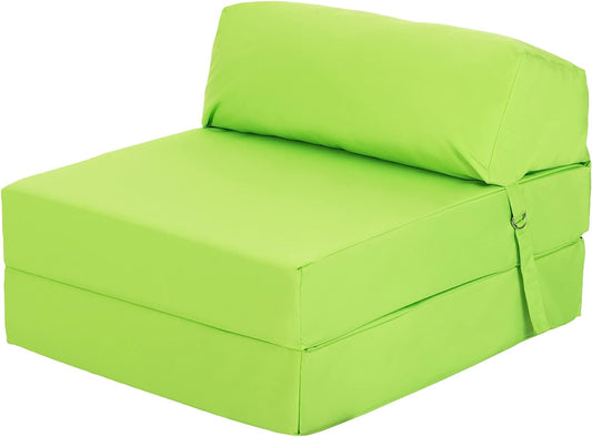 Indoor/Outdoor Fold Out Z Bed Chair | Lightweight Sofa Bed Futon with Soft Water-Resistant Cover Lime