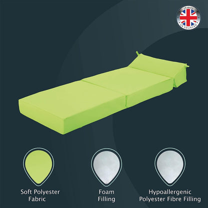 Indoor/Outdoor Fold Out Z Bed Chair | Lightweight Sofa Bed Futon with Soft Water-Resistant Cover Lime