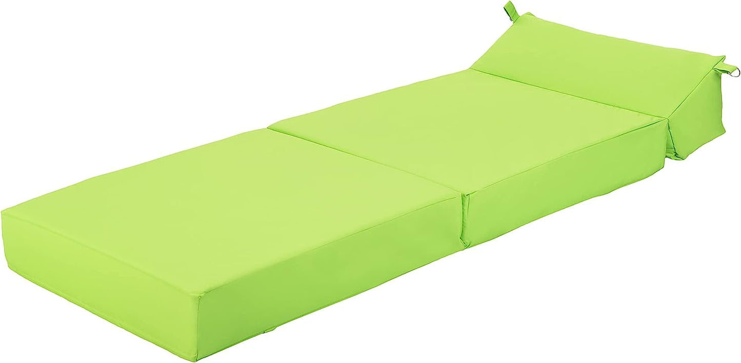 Indoor/Outdoor Fold Out Z Bed Chair | Lightweight Sofa Bed Futon with Soft Water-Resistant Cover Lime
