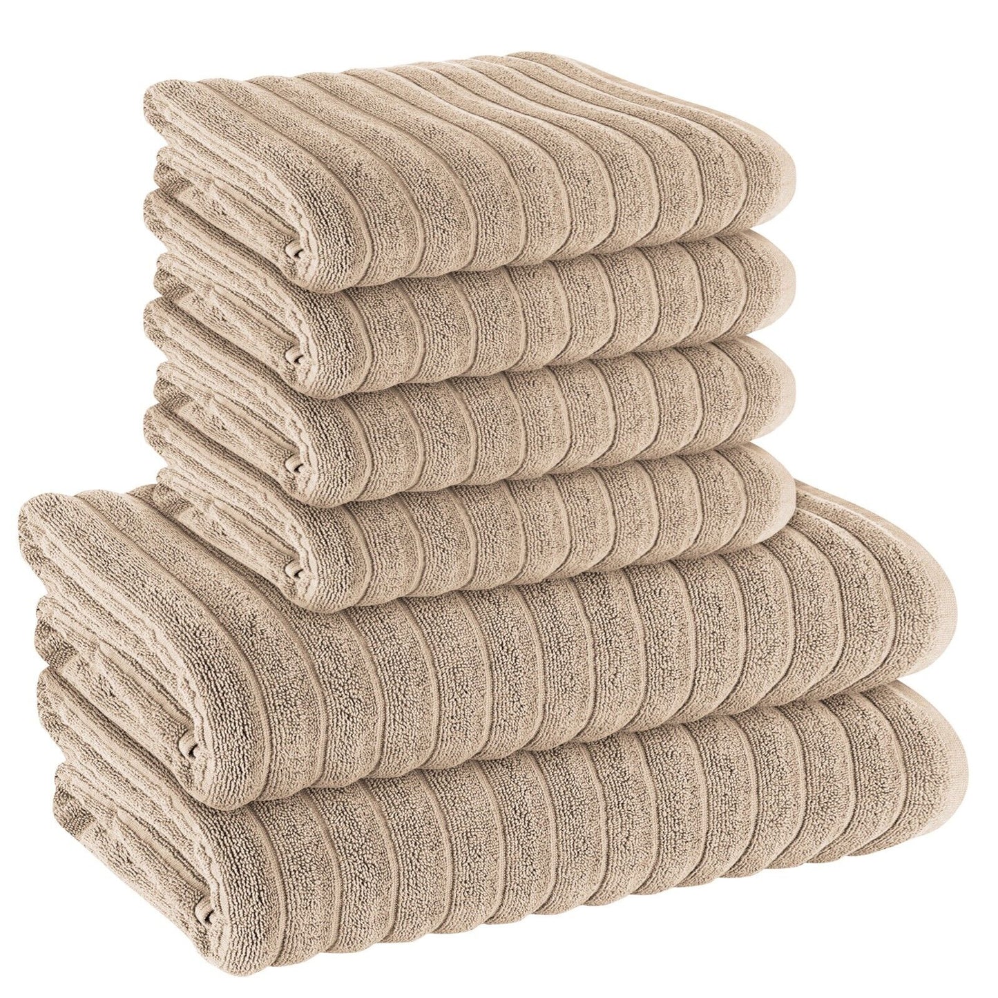 H & B Ribbed 6 Piece Towel Bale Set 4 Colours